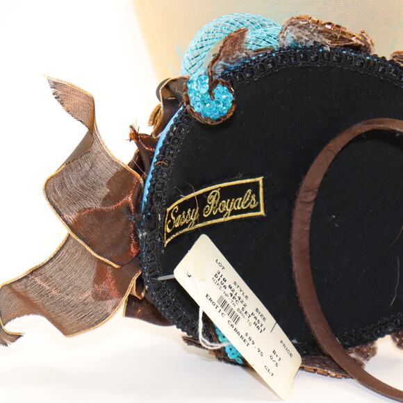 Sassy Royals Blue & Brown Sequin Fascinator Headpiece NWT - Picture 4 of 4